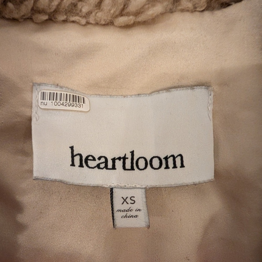 Heartloom Tan Faux Fur Teddy Jacket Sherpa Bomber Zip Up XS 196UJ2A - Picture 3 of 5